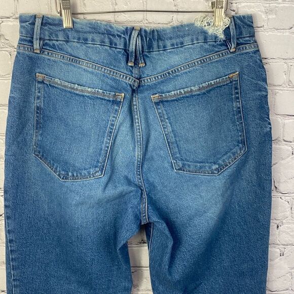 Good American High Rise Always Fits Jeans Medium Wash Distressed Size 10/30 - Picture 8 of 10